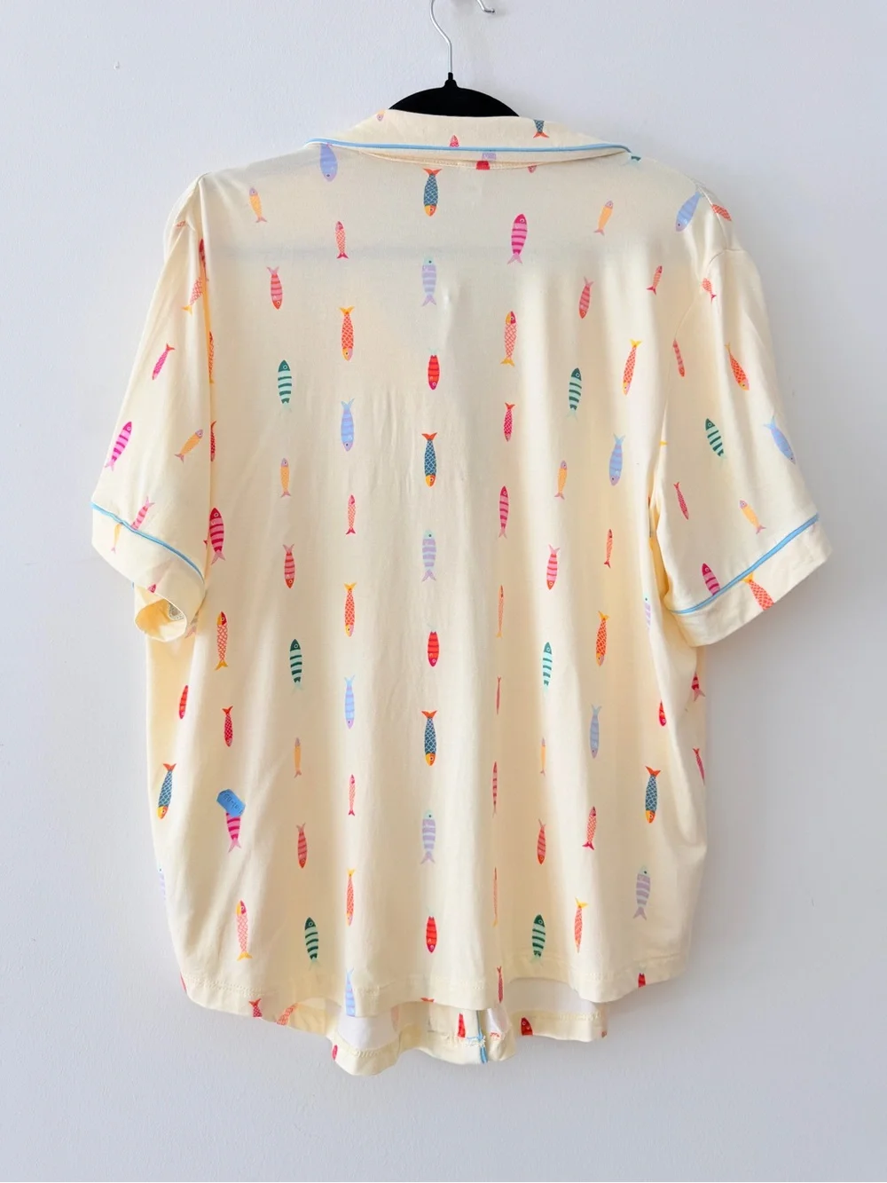 Old Navy Maternity Pajama Set NWT Butter Yellow Fish Print Button Top Shorts M